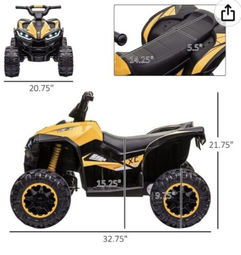 Exciting 12V 4-Wheeler Kids Car with Hot Wheels Music in Yellow and Black - Brand New in Box!