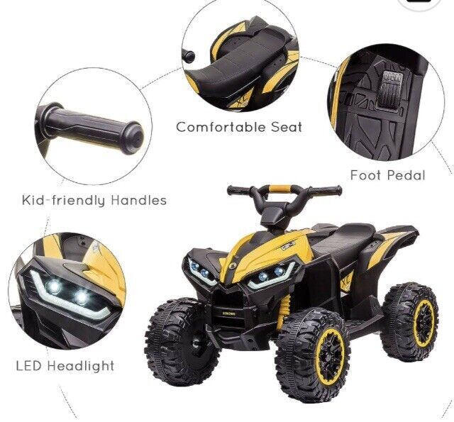 Load image into Gallery viewer, Exciting 12V 4-Wheeler Kids Car with Hot Wheels Music in Yellow and Black - Brand New in Box!
