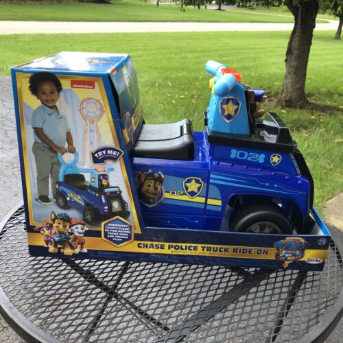 Load image into Gallery viewer, Experience the Excitement with Paw Patrol&#39;s Chase Police Truck Ride On Car - Featuring Realistic Sounds and Lights!
