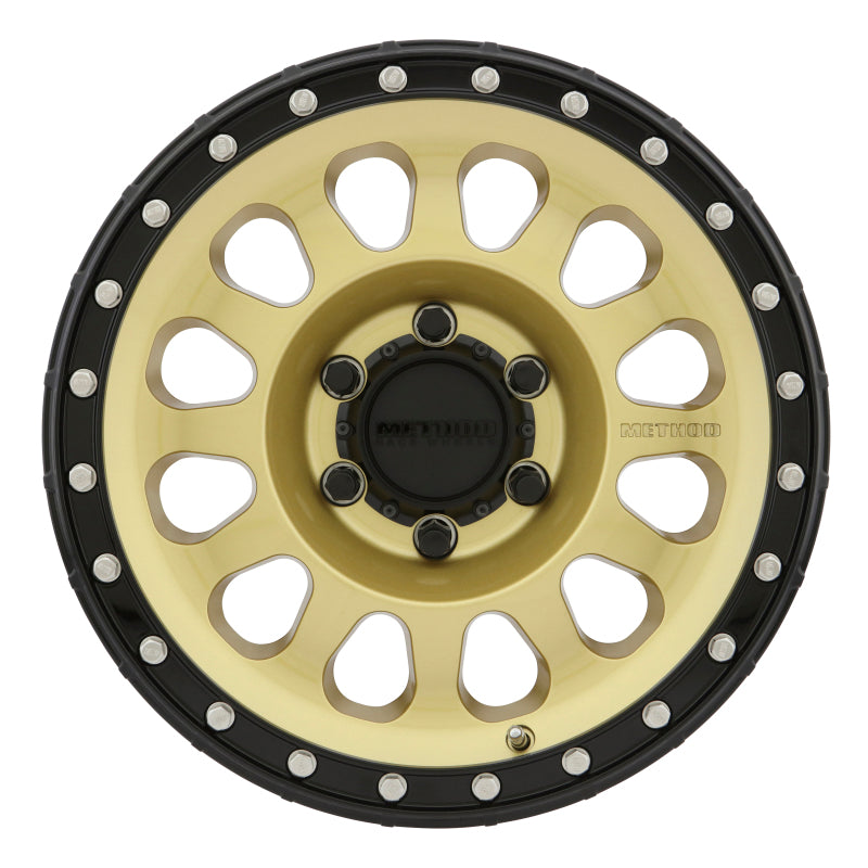 Load image into Gallery viewer, Method MR315 17x8.5 0mm Offset 6x5.5 106.25mm CB Gold/Black Street Loc Wheel
