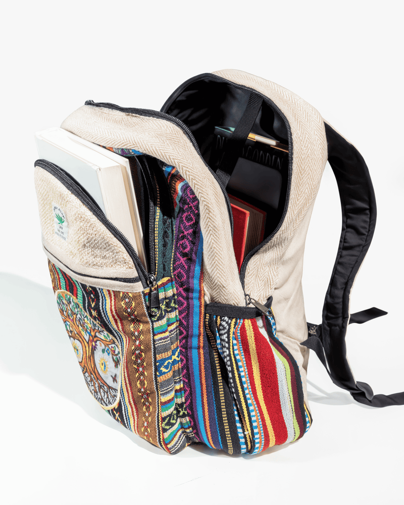 Load image into Gallery viewer, Kathmandu Collection Handmade Cotton and Hemp Tree of Life Backpack

