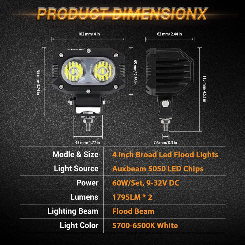 Load image into Gallery viewer, R4 Series | 4 Inch 60W Corrugated Lens 120° Wide Beam LED Pods Lights

