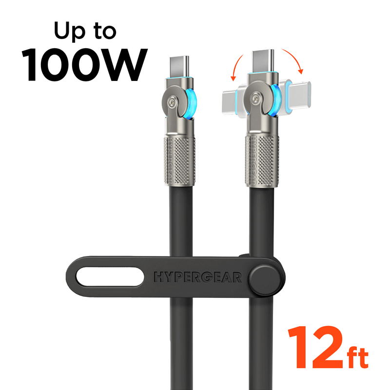 Load image into Gallery viewer, HyperGear Chunky180° 100W USB-C to USB-C Rugged Fast Charge Cable 12ft

