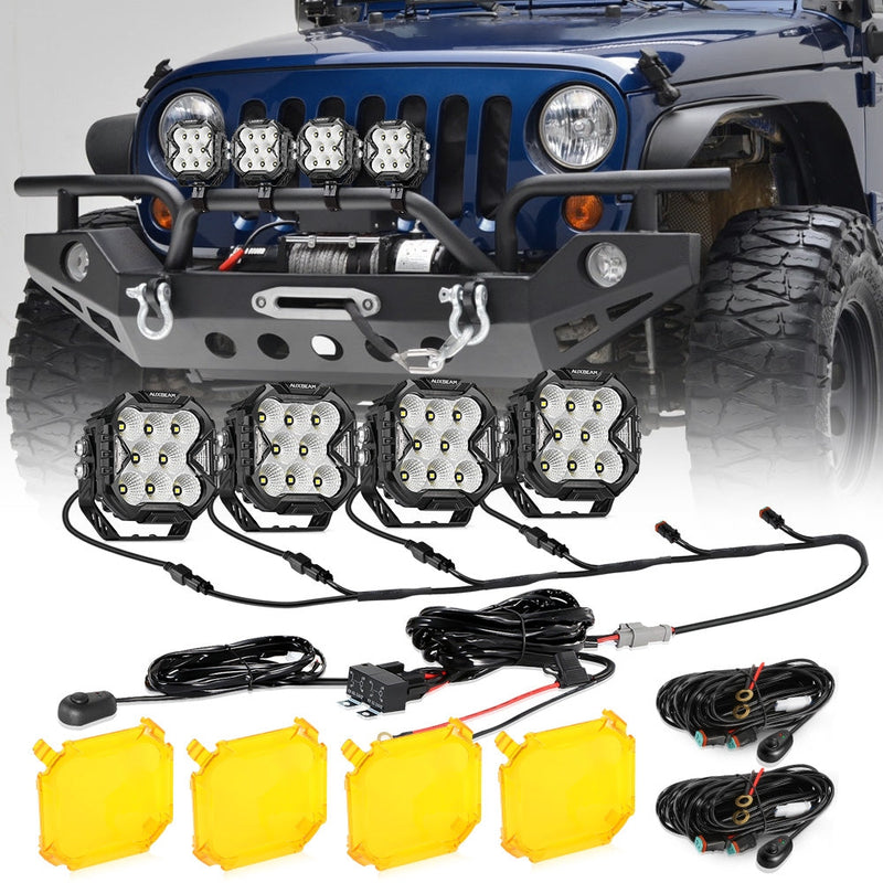 Load image into Gallery viewer, CUBE-Z Series 4 Inch LED Pod Lights Off Road Lights with White DRL &amp; Amber Turn Signal Lights
