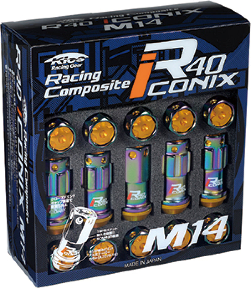 Load image into Gallery viewer, Project Kics 14x1.25 R40 Iconix Lock &amp; Lug Nuts - Neo Chrome w/Blue Cap (16+4 Locks)
