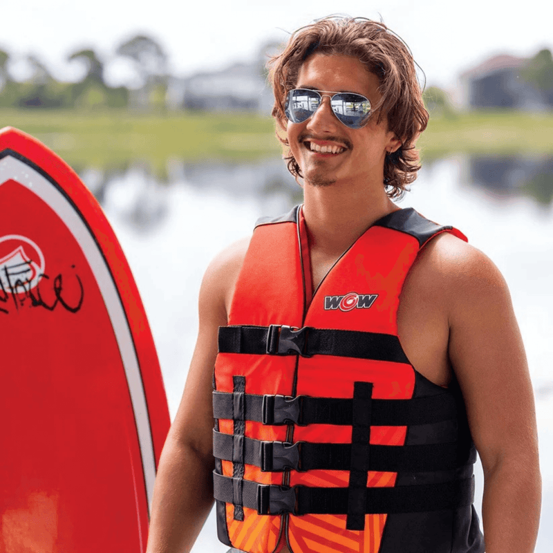 Load image into Gallery viewer, WOW Watersports Vis-Wave Adult Life Vest Red
