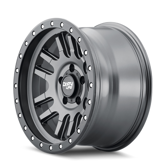 Dirty Life 9309 Canyon Pro 17x9/5x127 BP/-38mm Offset/71.5mm Hub Satin Graphite Wheel - Beadlock