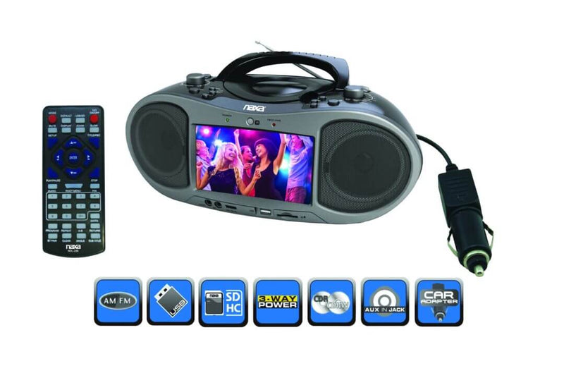 Load image into Gallery viewer, Naxa 7" Bluetooth DVD Boombox
