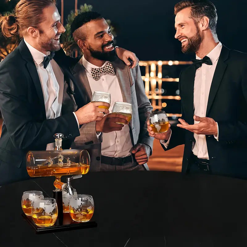Load image into Gallery viewer, Maritime Sailboat Whiskey Decanter Set
