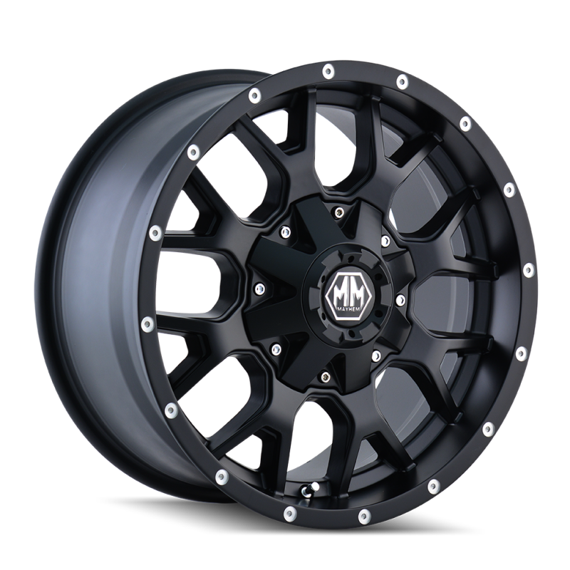 Load image into Gallery viewer, Mayhem 8015 Warrior 18x9 / 5x150 BP / 18mm Offset / 110mm Hub Matte Black Wheel
