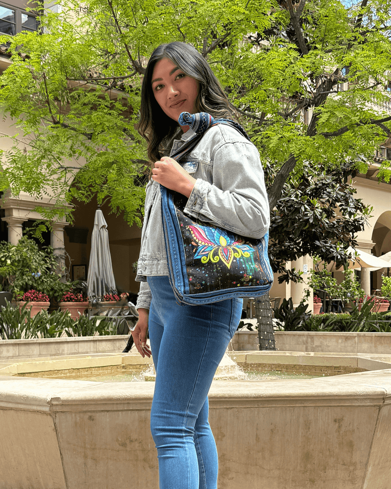 Load image into Gallery viewer, Kathmandu Collection Lotus Handmade Hobo Bag
