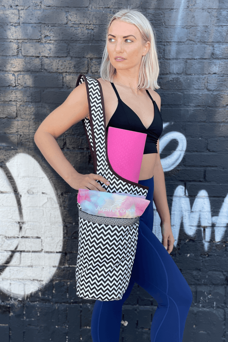 Load image into Gallery viewer, JupiterGear Yoga Mat Carrying Tote Bag with Large Pockets
