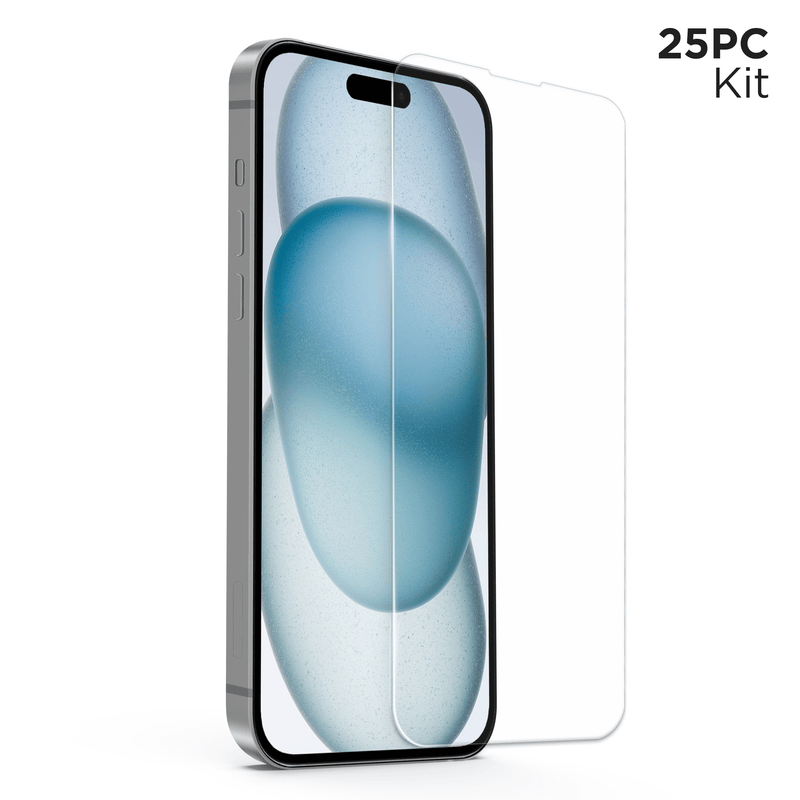 Load image into Gallery viewer, Naztech IntelliShield HD Tempered Glass 25pc Bundle Kit for iPhone 15
