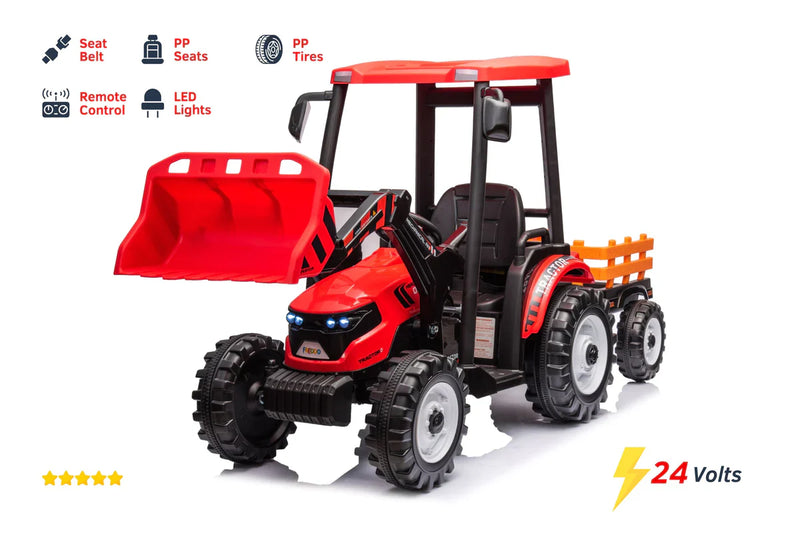 Load image into Gallery viewer, 24V Children&#39;s Ride on Excavator Tractor with Trailer - Battery-Powered Electric Vehicle Plaything
