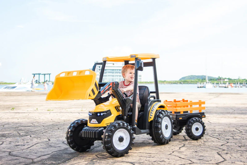 Load image into Gallery viewer, 24V Children&#39;s Ride on Excavator Tractor with Trailer - Battery-Powered Electric Vehicle Plaything
