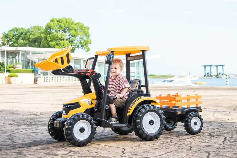 Load image into Gallery viewer, 24V Children&#39;s Ride on Excavator Tractor with Trailer - Battery-Powered Electric Vehicle Plaything
