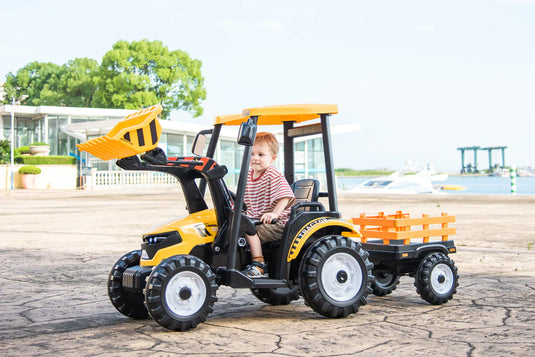 24V Children's Ride on Excavator Tractor with Trailer - Battery-Powered Electric Vehicle Plaything