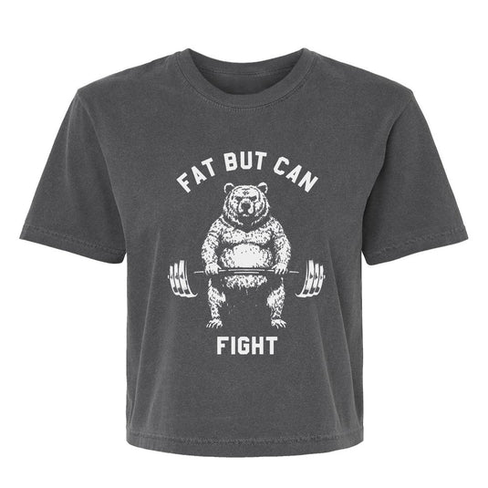 Fat But Can Fight Women's Crop Heavyweight Tee