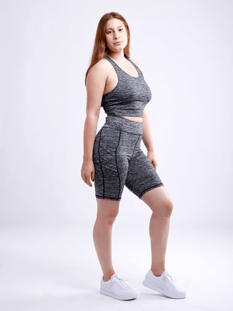 Load image into Gallery viewer, JupiterGear High-Waisted Workout Shorts with Pockets &amp; Criss Cross Design

