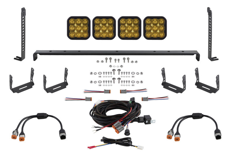 Load image into Gallery viewer, Diode Dynamics 14-23 Toyota 4Runner SS5 Stealth Grille LED 4-Pod Kit - Yellow Pro Driving
