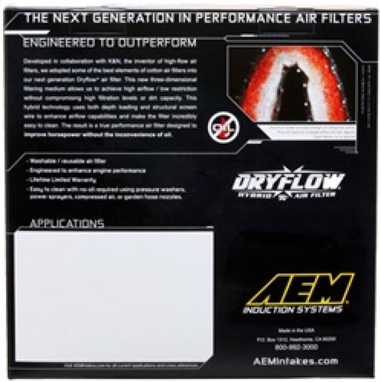 AEM Induction AEM 10 Dodge Ram 2500/3500 6.7L L6 DSL 11in L x 9.75in W x 6.5in H Replacement DryFlow Air Filter AE-07087