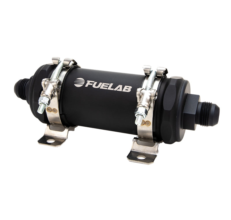 Load image into Gallery viewer, Fuelab PRO Series In-Line Fuel Filter (10gpm) -12AN In/-12AN Out 100 Micron Stainless - Matte Black
