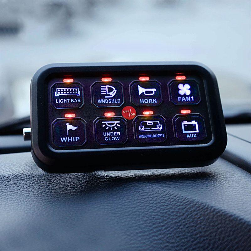 Load image into Gallery viewer, BA80 8 Gang LED Switch Panel Kit Automatic Dimmable Universal(One-Sided Outlet) Blue
