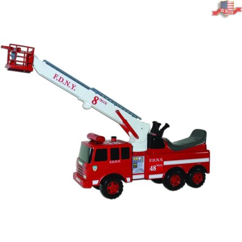 Load image into Gallery viewer, Fire Engine Ride-On with Crane, Water Squirt, Lights, and Siren - Ready for Action!
