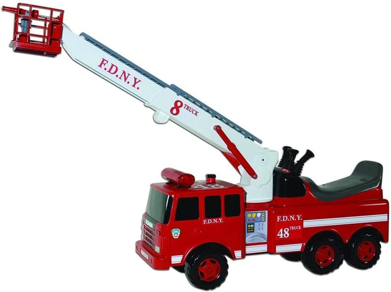Load image into Gallery viewer, Fire Engine Ride-On with Crane, Water Squirt, Lights, and Siren - Ready for Action!
