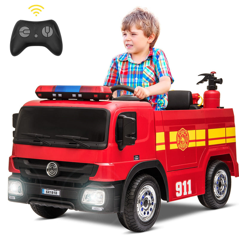 Load image into Gallery viewer, Fire Truck Battery-Powered Ride-On Car with Remote Control for Kids Ages 3-6
