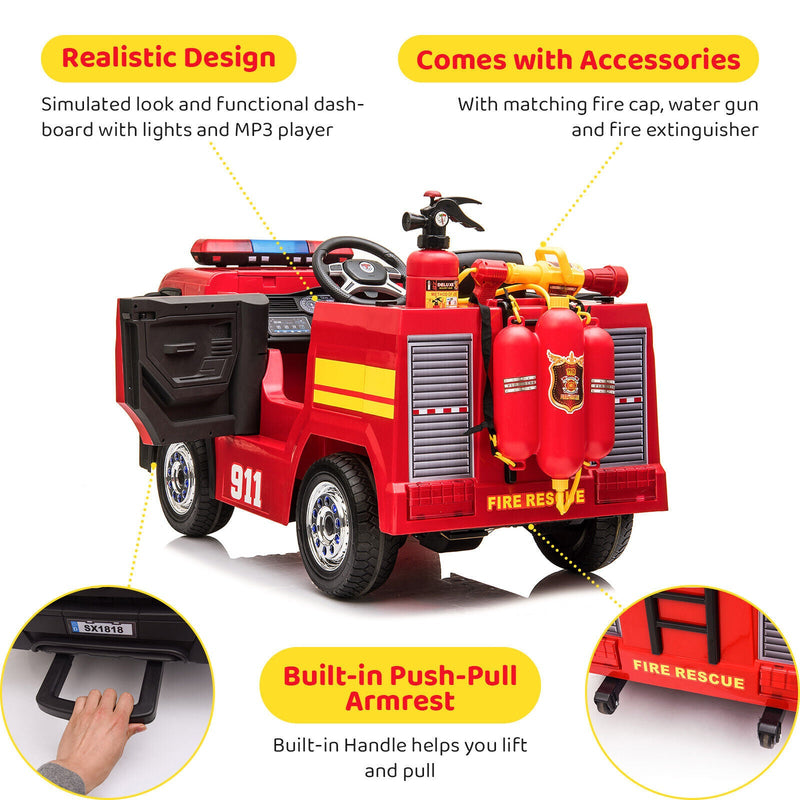 Load image into Gallery viewer, Fire Truck Battery-Powered Ride-On Car with Remote Control for Kids Ages 3-6
