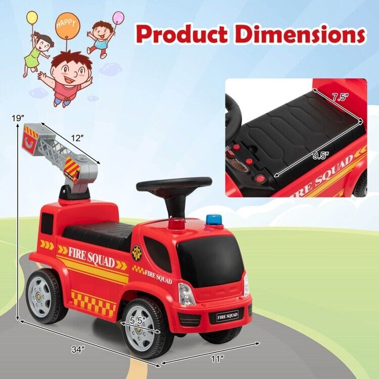 Load image into Gallery viewer, Fire Truck Foot-to-Floor Push Car with Music &amp; Bubble Maker for Kids
