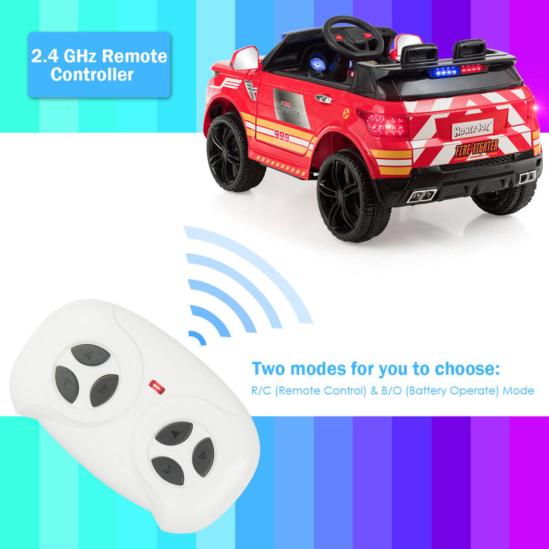 Load image into Gallery viewer, Fire Up Your Child&#39;s Imagination with the HoneyJoy 12V Ride-On Fire Truck - Featuring LED Lights and Siren!
