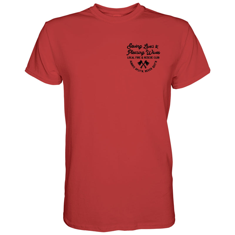 Load image into Gallery viewer, Saving Lives &amp; Pleasing Wives Fire &amp; Rescue Club Men&#39;s T-Shirt
