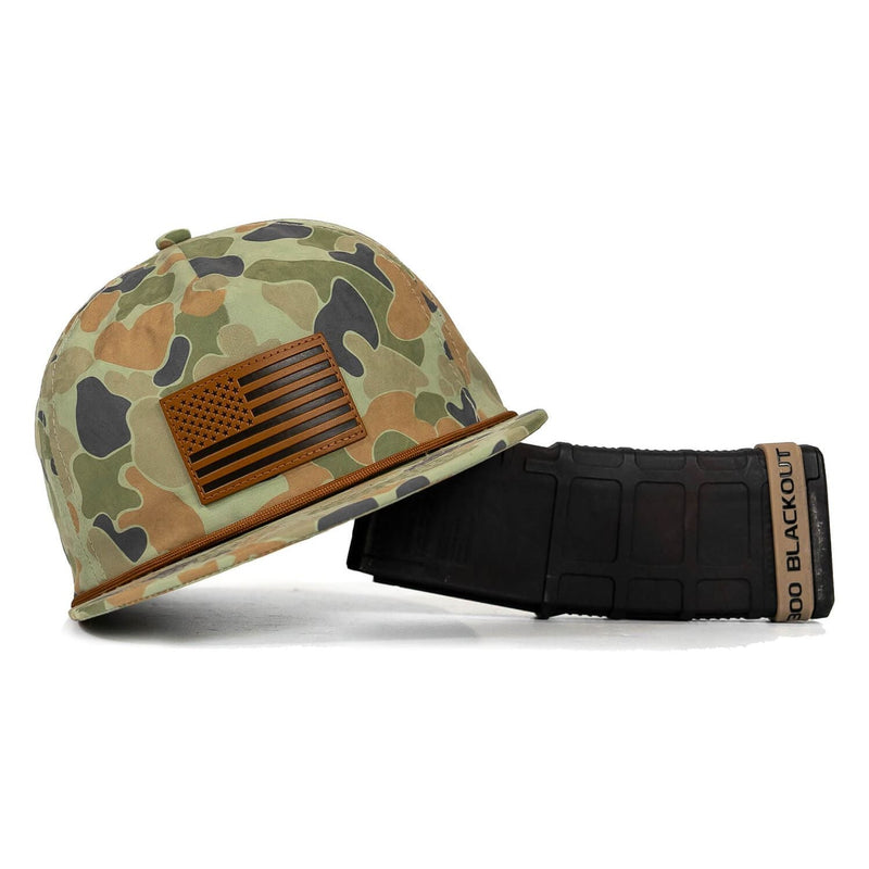Load image into Gallery viewer, American Flag Leather Patch Crushable Rope Snapback Hat
