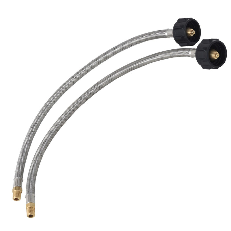 Load image into Gallery viewer, Flame King 1/4" NPT Stainless Steel Braided Propane Pigtail Hose 2 Pack for RV Regulators, 18 inches
