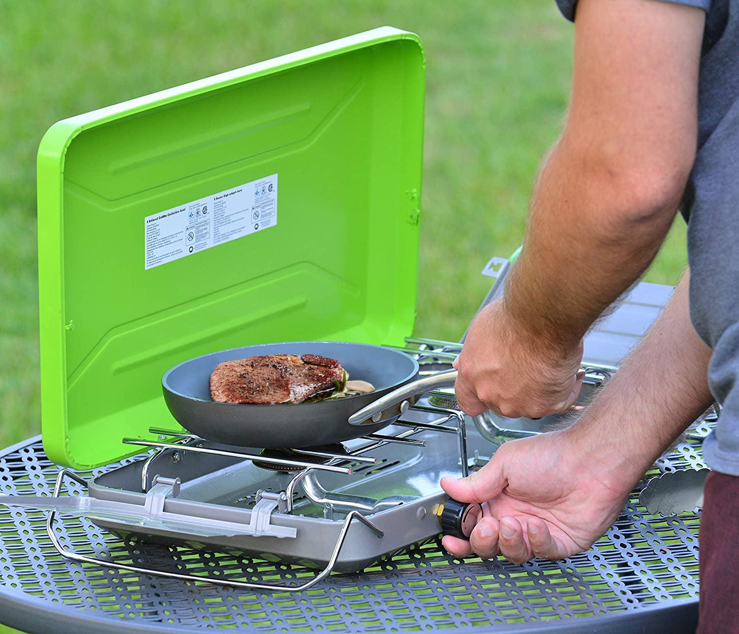 Flame King 2 Burner Portable Propane Gas Camping Stove Grill - Skoutley Outdoors LLC