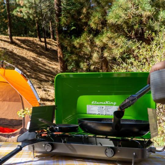 Flame King 2 Burner Portable Propane Gas Camping Stove Grill - Skoutley Outdoors LLC