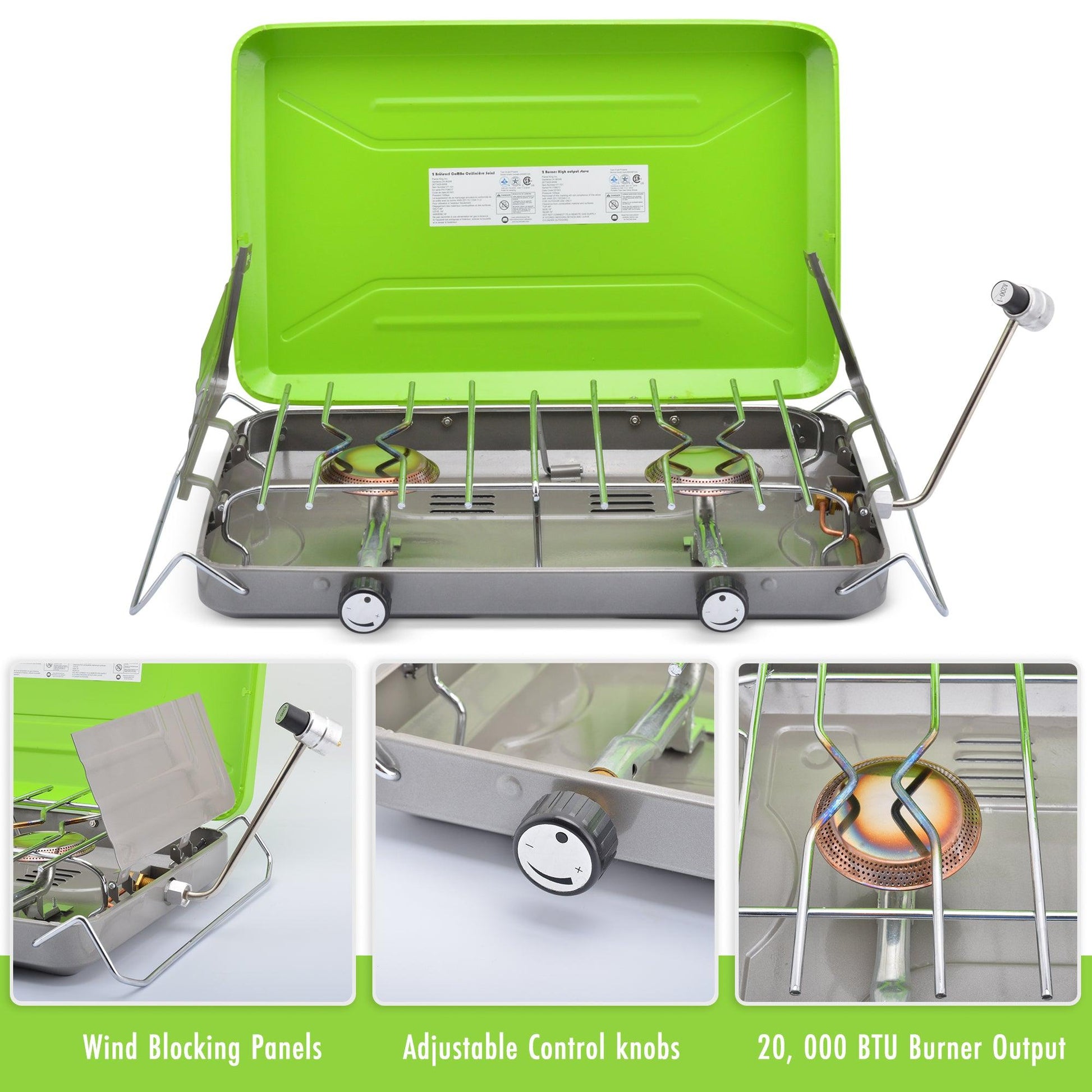 Flame King 2 Burner Portable Propane Gas Camping Stove Grill - Skoutley Outdoors LLC
