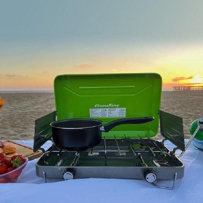 Flame King 2 Burner Portable Propane Gas Camping Stove Grill - Skoutley Outdoors LLC