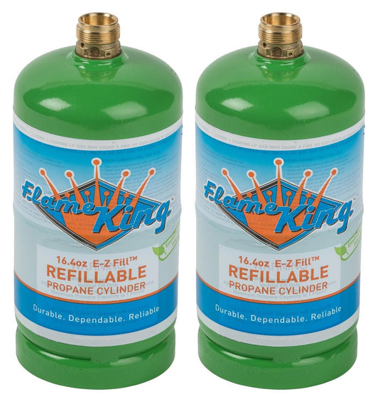 Flame King 1lb Refillable Propane Tank LP Cylinder- 2 Pack Eco Friendly Sustainable Tank