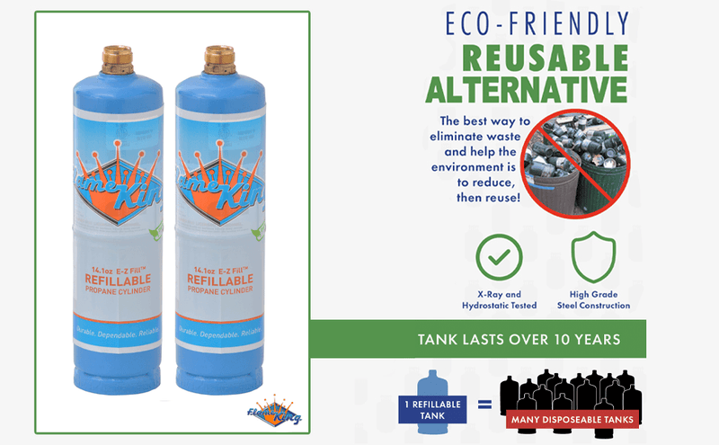 Load image into Gallery viewer, Flame King 1lb Refillable Propane Tank Welding LP Cylinder 14.1 - 2 Pack Eco Friendly Sustainable Tank
