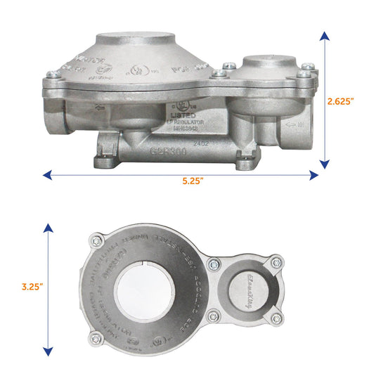 Flame King 2-Stage 300,000 BTU Propane LP Vertical Super Compact Regulator