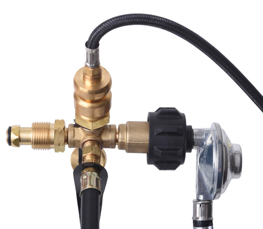 4 Port Brass Tee Propane Adapter - Flame King
