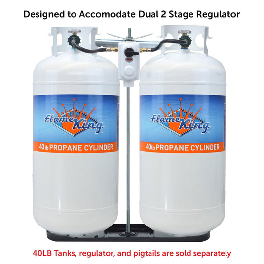 Flame King 40lb Rack for Dual Propane Tank RVs & Trailers