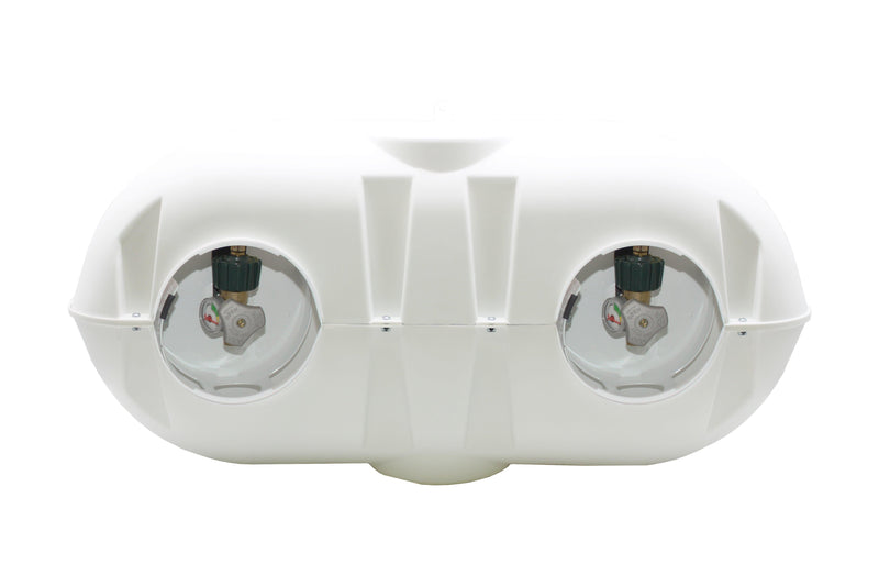 Load image into Gallery viewer, Flame King Dual 30LB LP Propane Tank Light Plastic Heavy Duty Cover RV Trailer White
