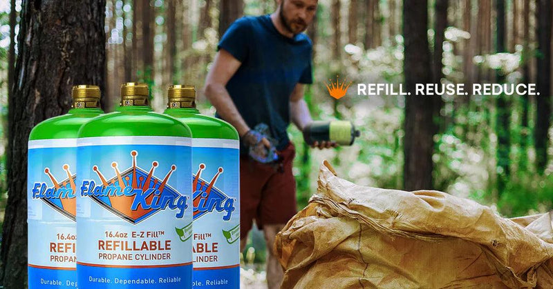 Load image into Gallery viewer, Flame King Eco Friendly Sustainable 1lb Empty Refillable Propane Tank LP Cylinder
