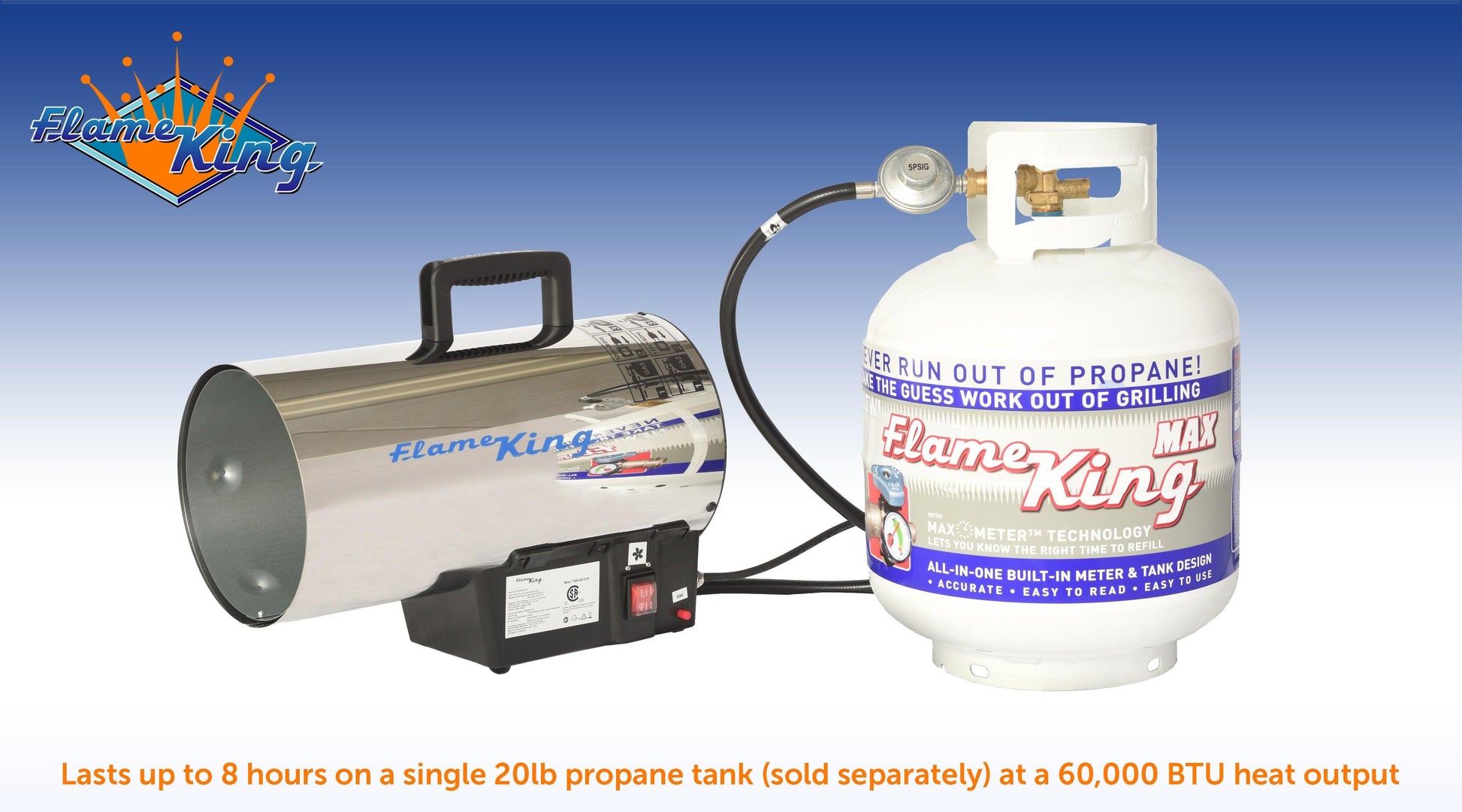 Flame King Forced Air Heater Portable Propane Tank Outdoor 60,000 BTU - Skoutley Outdoors LLC