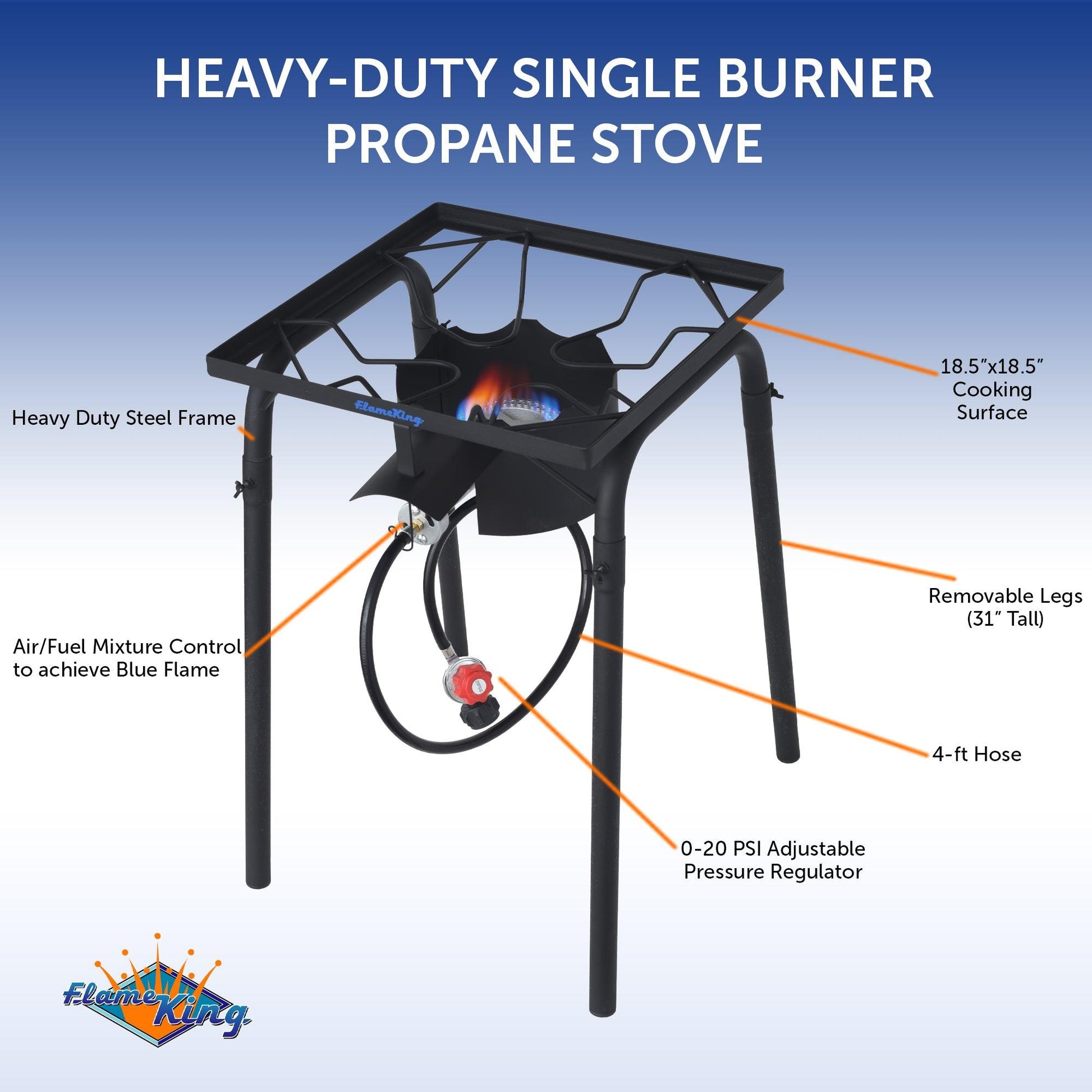 Flame King Heavy Duty 100,000 BTU Propane Gas Single Burner Cooker - Skoutley Outdoors LLC