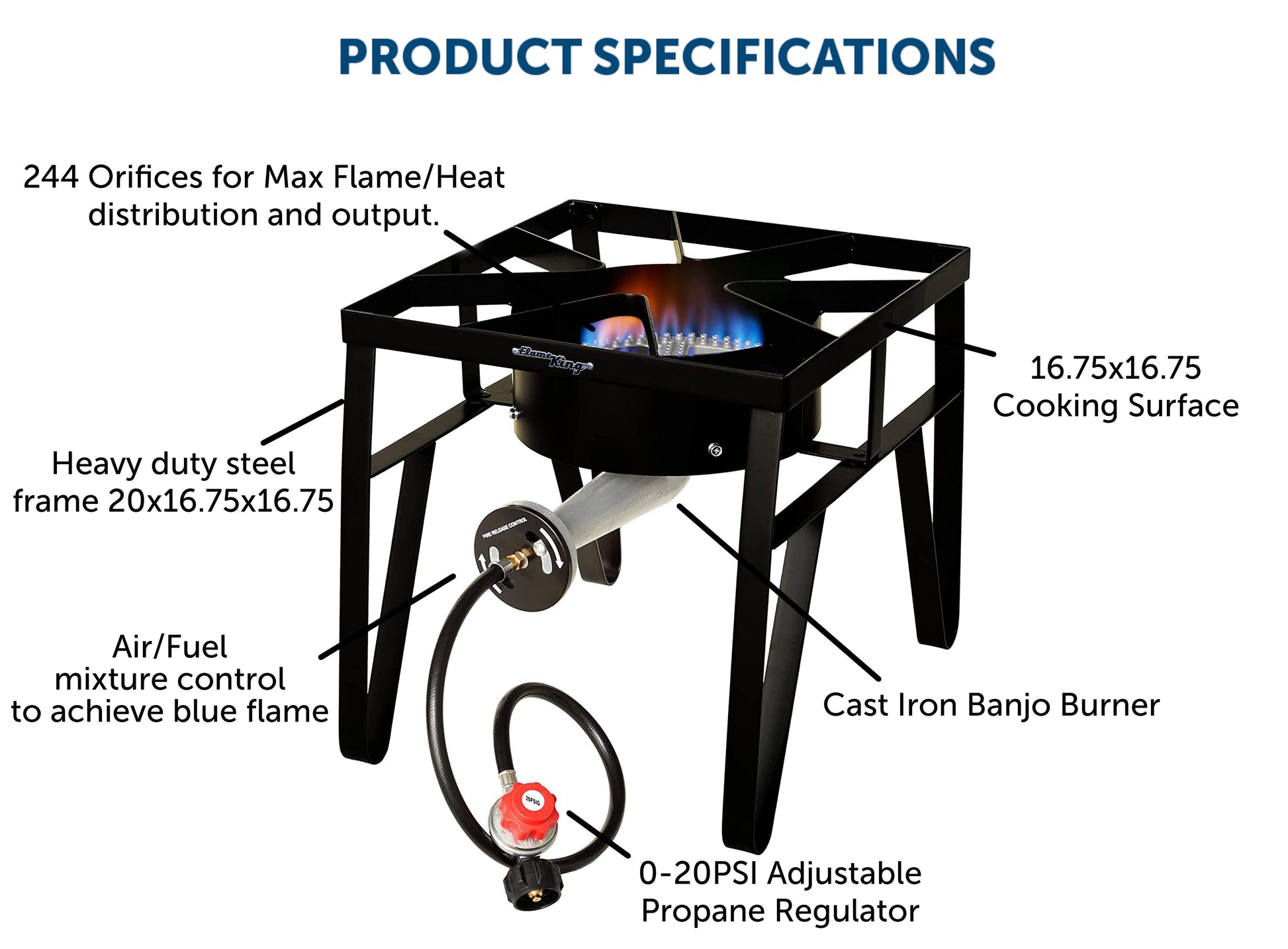 Flame King Heavy Duty 200,000 BTU Propane Gas Single Burner Cooker - Skoutley Outdoors LLC